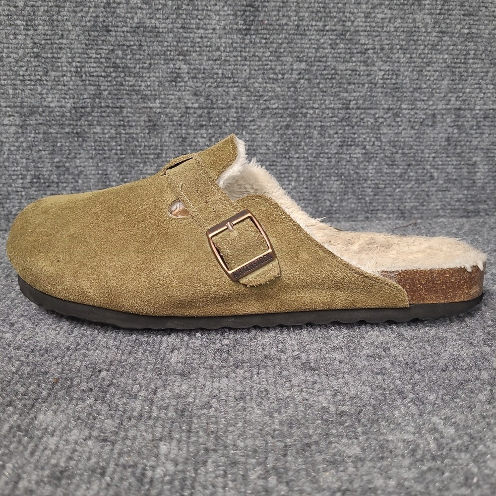 Birkenstock Boston Shearling Clogs EU 41 /Ladies 10 Sage Green Suede Shoes Mules - Picture 10 of 16